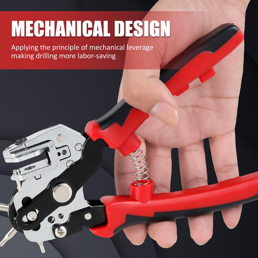 1Pc 6-in-1 Revolving Hole Punch Tool Heavy Duty Stainless Steel Comfort Grip for Leather Plastic Fabric Paper Card DIY Projects