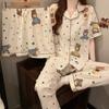 Cloud Cotton Pajamas Women'S Summer Short-Sleeved Three-Piece Set Japanese Polka Dot Bear Can Be Worn Outside Loungewear