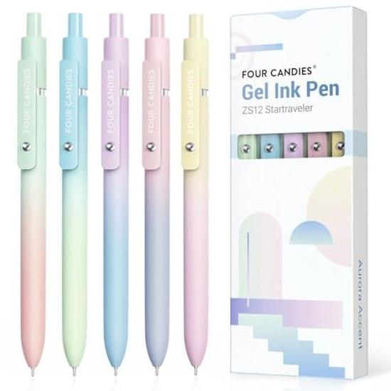 Four Candies Gel Ballpoint Pen 5 pieces 0.7mm Cute Easy Write Middle School Girl Stylish