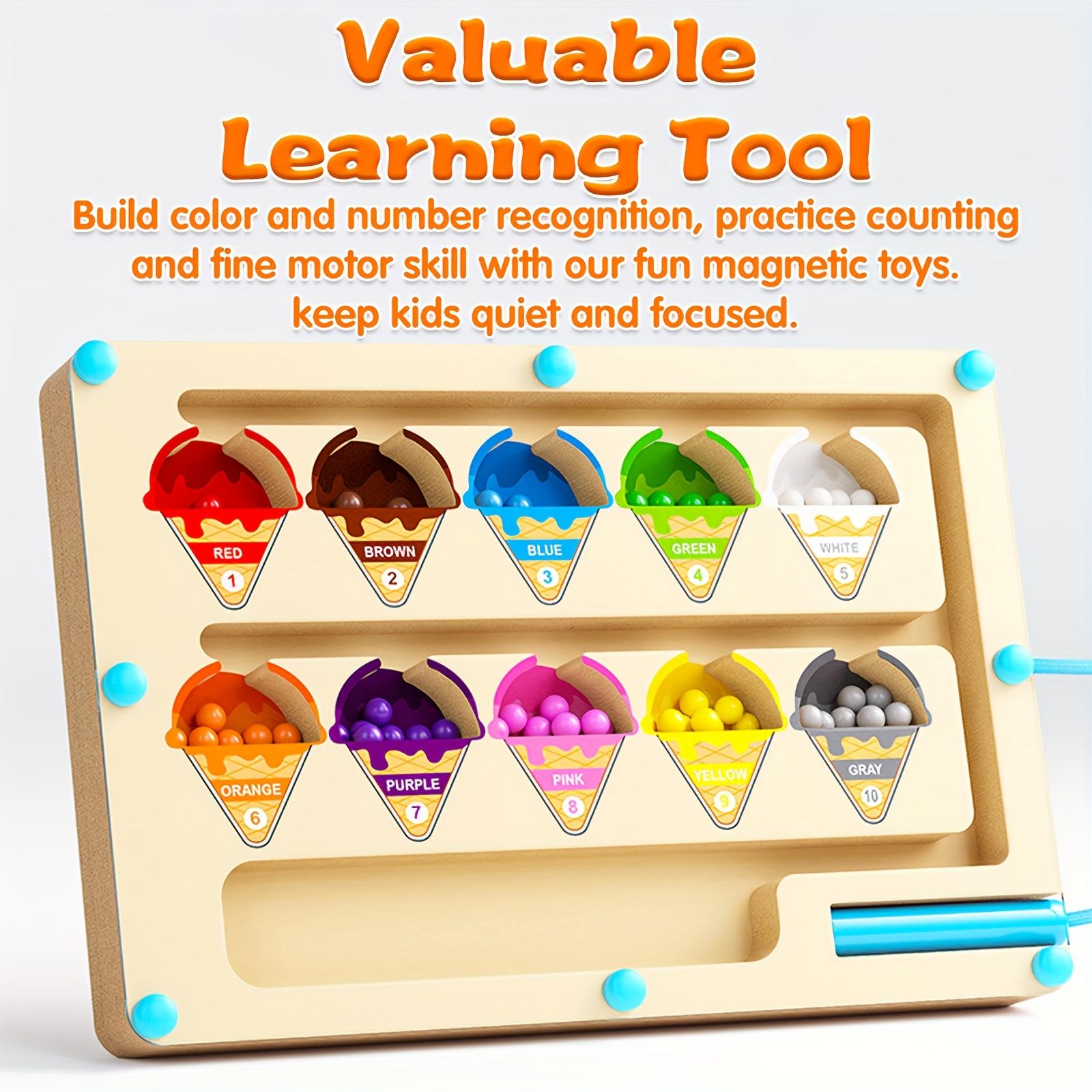 Interesting Toys Cream Montessori Ice Maze Game, Maze Game With 10 Colors And 10 Numbers, Enhances Color And Number Recognition, Kids Puzzle Game