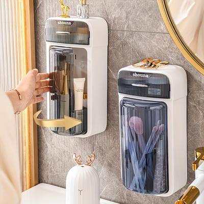 1Pcs Wand-montiert Drehbare Bad Kosmetische Veranstalter Eitelkeit Organizer Wasserdicht Staubdicht Kosmetische Veranstalter