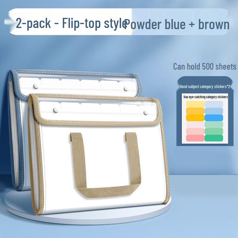 Accordion File Bag for Students: Test Paper and Subject Classification Storage Album