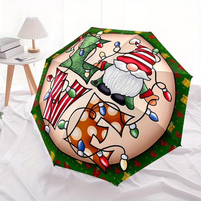 1pc Christmas Pattern Automatic Opening/Closing Folding Umbrella with 59 Ribs, Plastic Handle, Windproof Portable Sunshade Umbrella y250726099