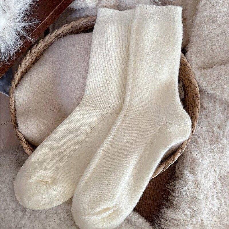 Socks Women'S Autumn And Winter Stacking Socks Piled And Thickened Warm Medium Tube Calf Socks Solid Color Basic New Year'S Boneless Cotton Socks