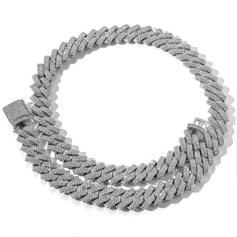 Multifunktionales mit Strasssteinen besetztes kubanisches Halsketten-Ketten-Set mit verstellbarer Länge, tragbar für Liebhaber von Street Styles