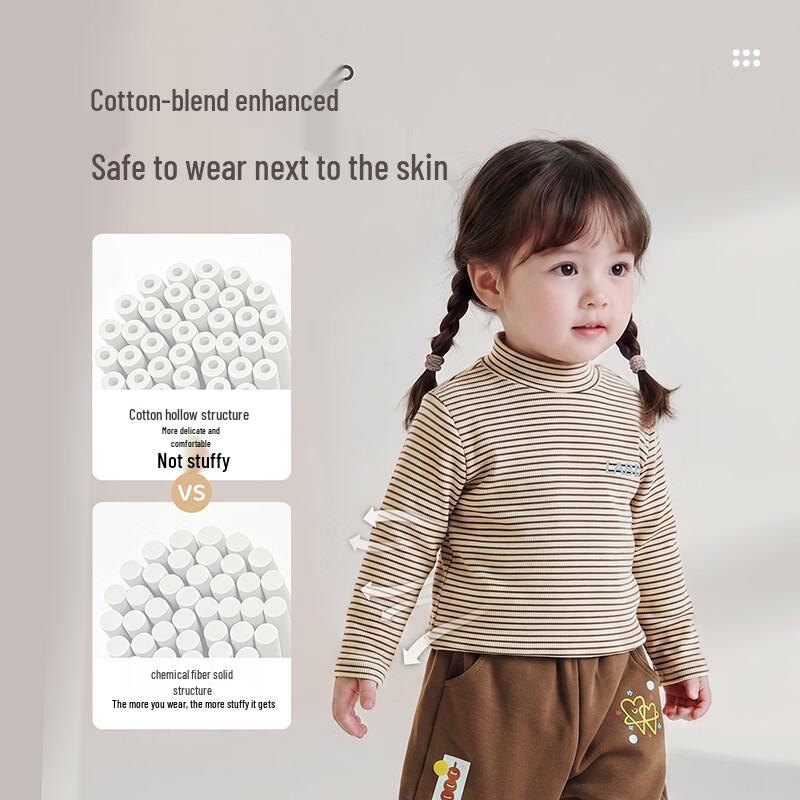 Children's Striped Mock Neck Thermal Long Sleeve T-Shirt