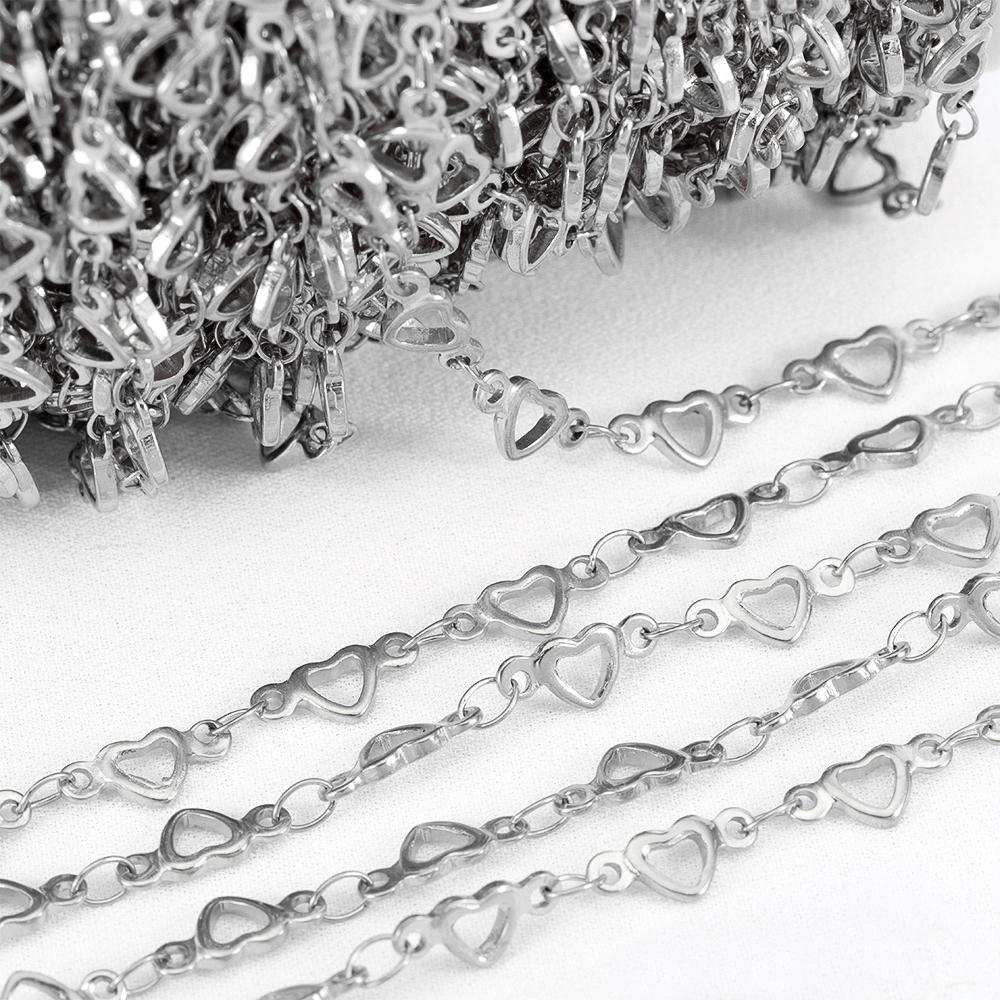 1M Trend Star Beaded Chain Stainless Steels Geometry Heart Square Leaf Cross Link Chain DIY Necklace Bracelet Jewelry Findings