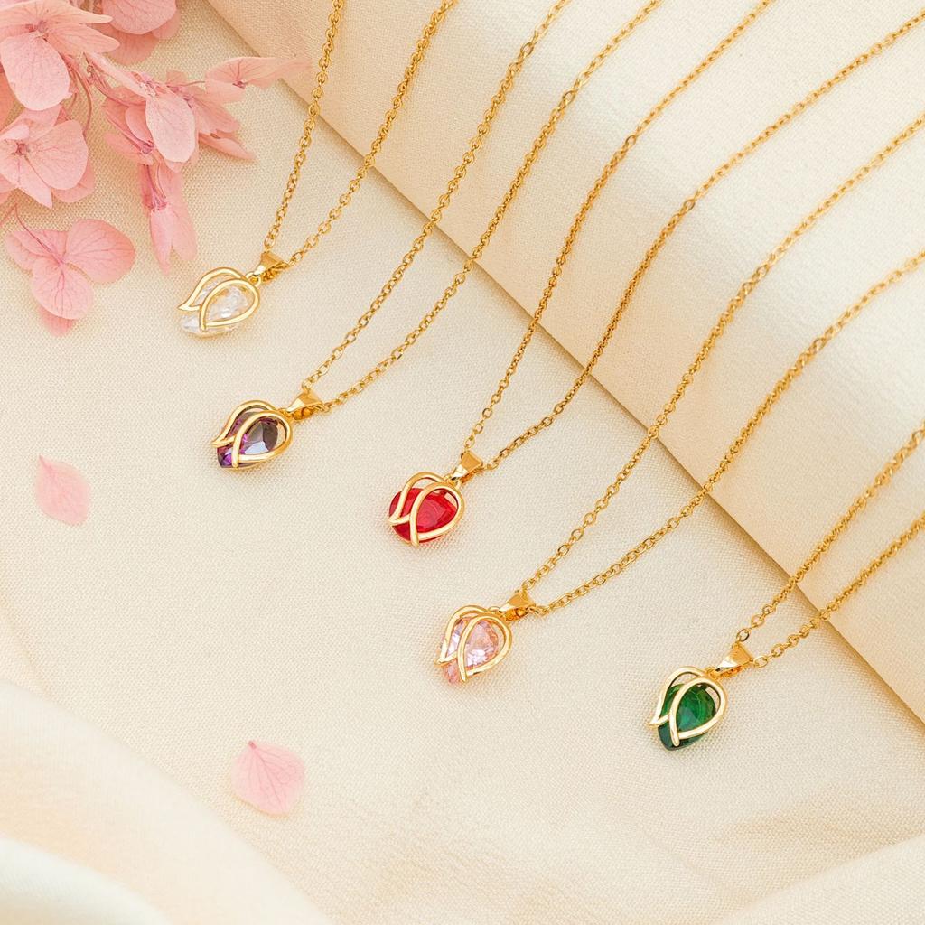 Necklace Women's Exquisite Tulip Zircon Necklace Autumn and Winter Niche Design Sense Light Luxury Fashion Versatile Non-fading Accessories