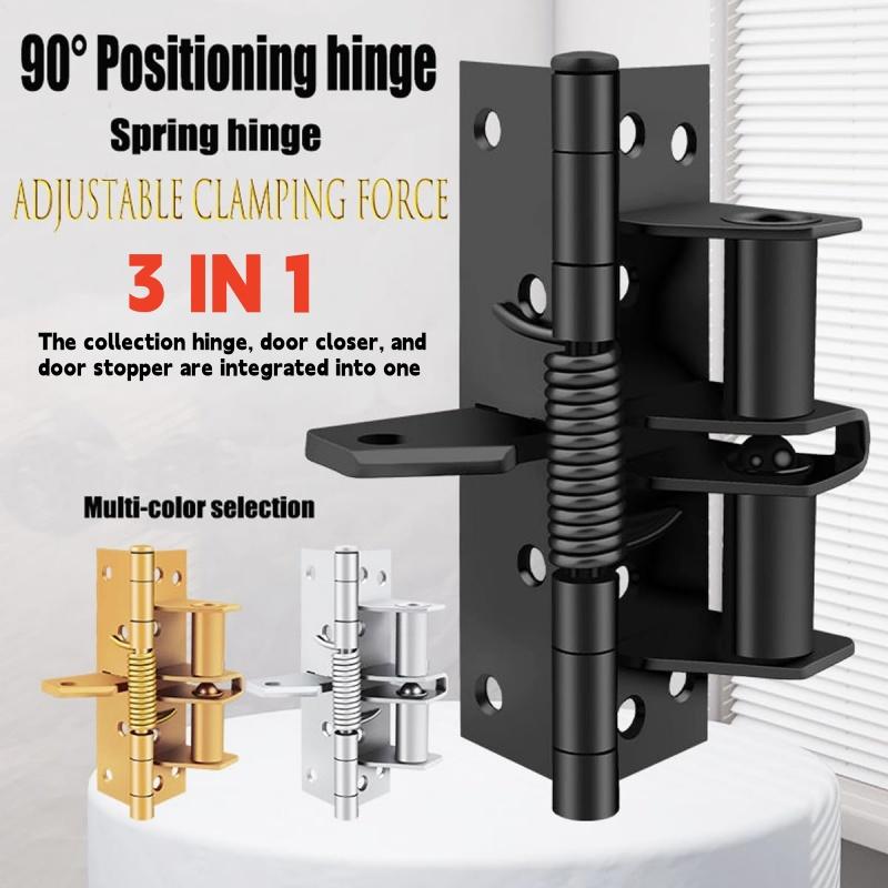3 In 1 Automatic Self Closing Door Hinges with Positioning 90 Degrees Integrates Spring Hinge Door Closer and Door Stopper
