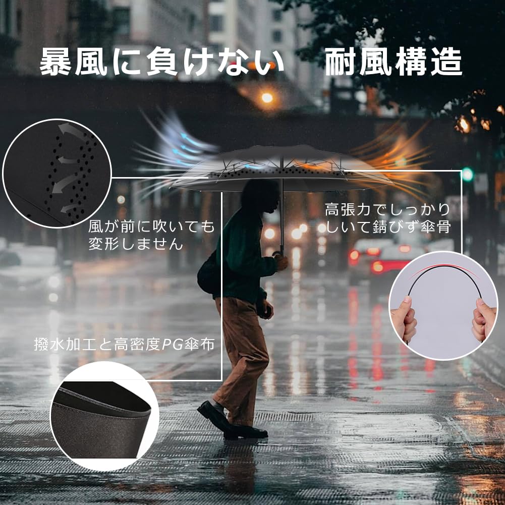 Dlin Reverse Folding Umbrella for Heatstroke Automatic Carbon Two Inner and Outer Cloth Rainy Freestanding Men, Windproof, Large, Prevention, C-Shaped