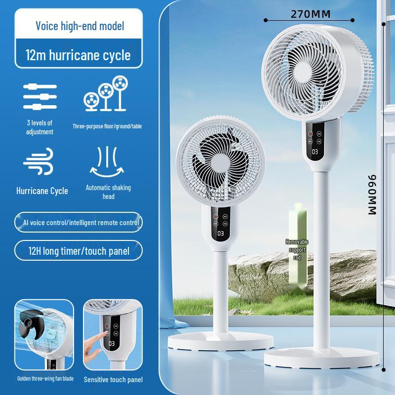 Smart Remote-Controlled Oscillating Electric Fan: Low Noise Floor & Table Air Circulation Fan