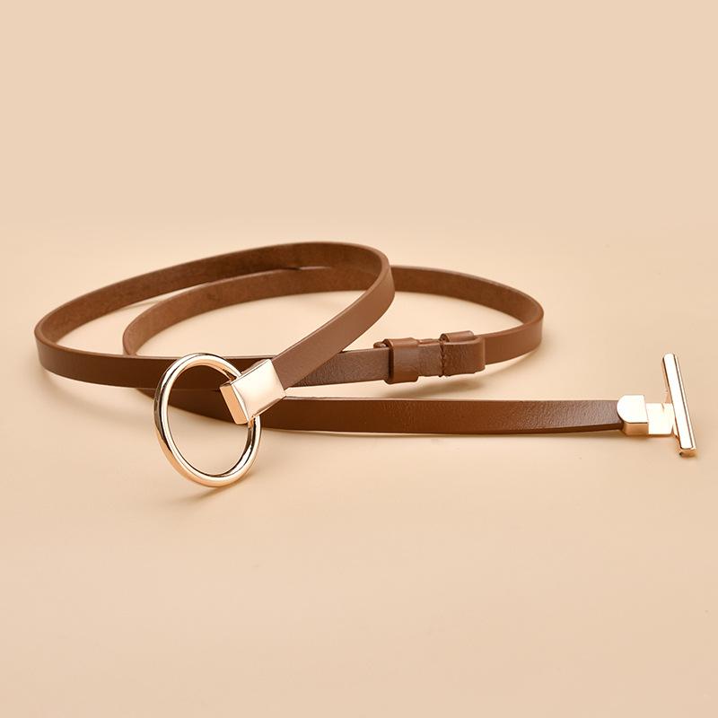 Genuine Leather Belt Women's Thin Belt Women's Decorative Exterior Dress Versatile Women's Style