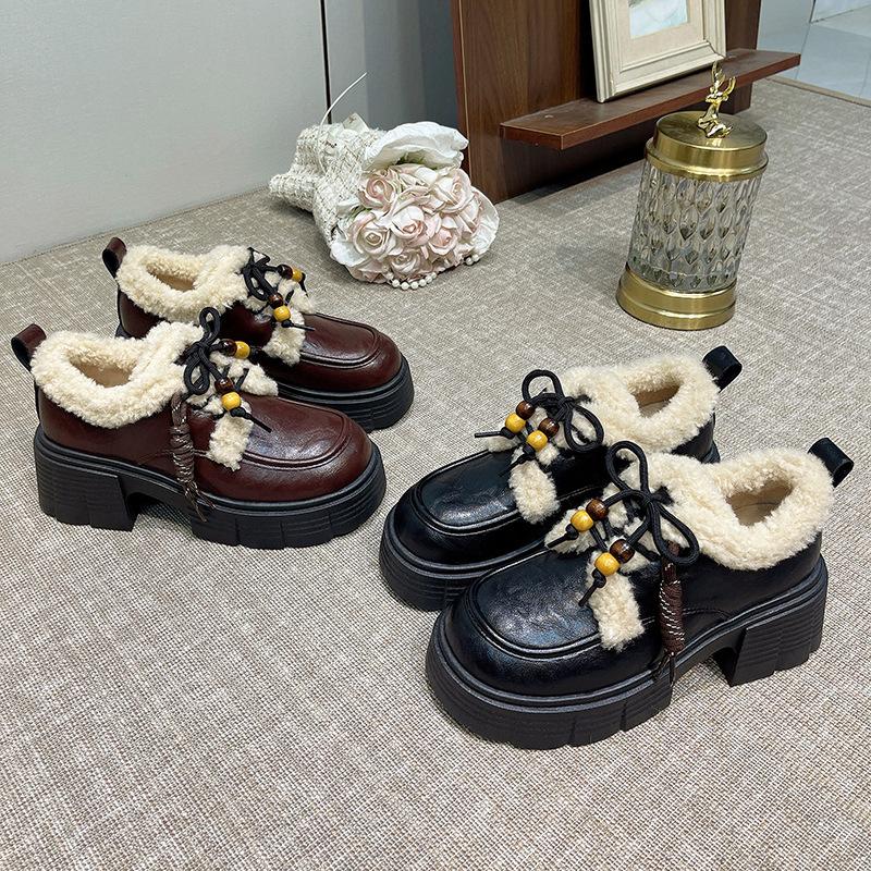 Sheepskin version bag head platform sandals hollowed Mary Jane shoes 2025 new summer mesh hole woven pig cage shoes