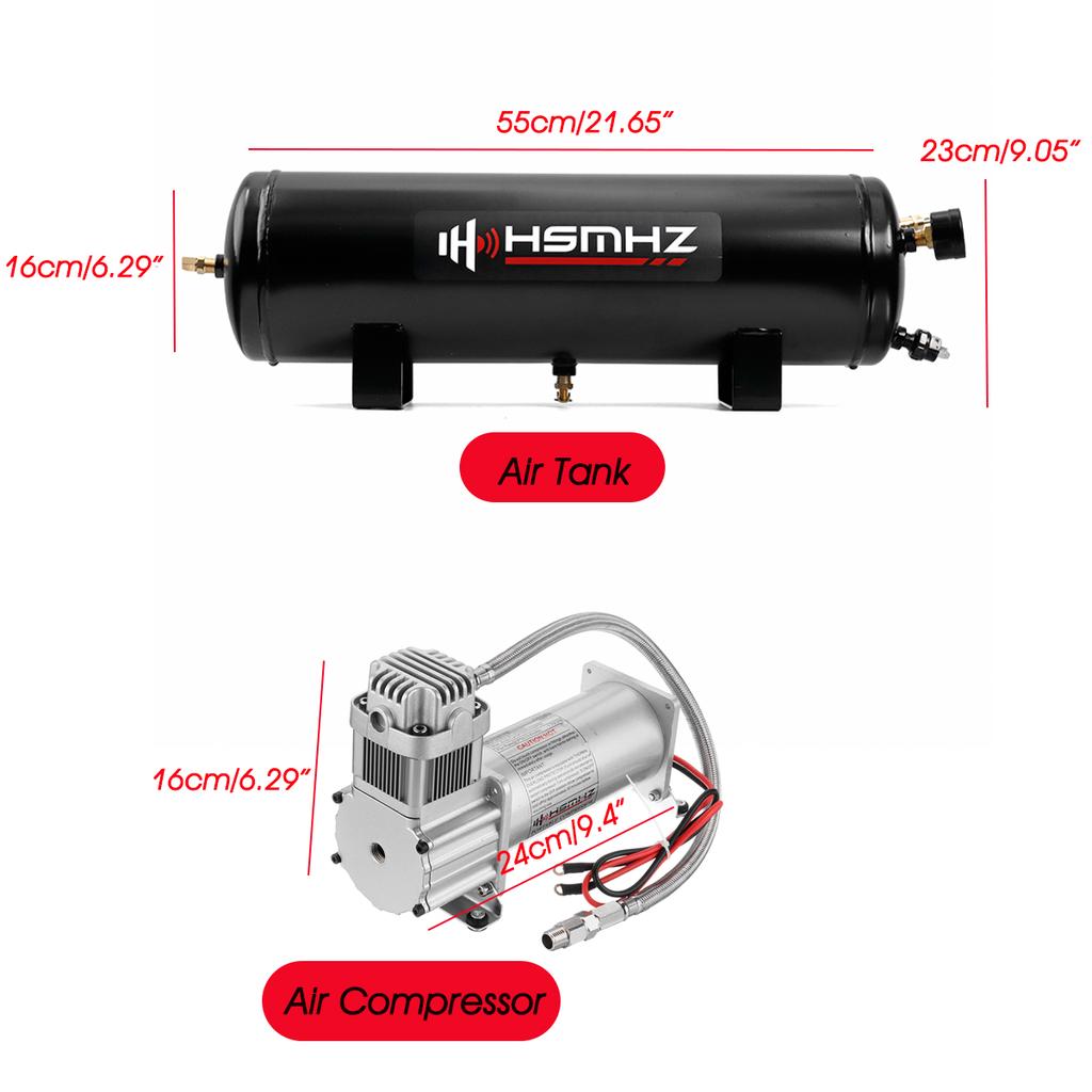 thumbnail image 2 of 12L 7-Port Air Tank For Train Horns & Air Suspension - 200PSI Steel Reservoir With Mounting Kit 2 of 13
