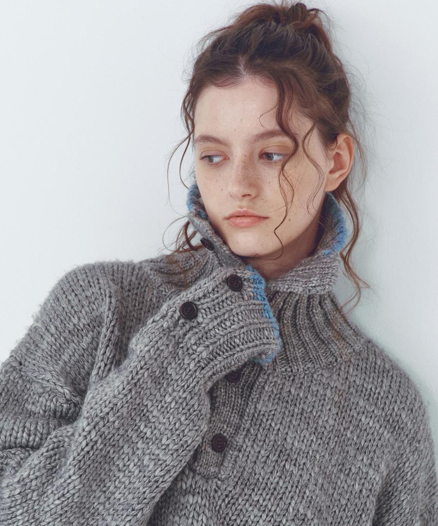 CITTA Wool High-Neck Heavy Knit_Ctk254(Grey)