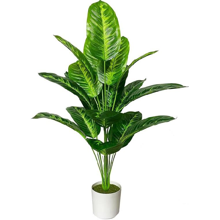 Artificial Plant in Pots Fake Plants Indoor Outdoor, Faux Potted Tree Tropical Palm Floor Plants for Home Office Living Room Bedroom Decor