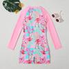 Korean Style Long Sleeve One-Piece Swimsuit for Baby and Toddler Girls - Cute, Conservative, and Zippered.