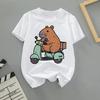 Summer Cartoon Cute Capybara Print Children T-shirt Short-sleeved Fashion Boys and Girls Round-neck Baby Kid Tshirt Trend