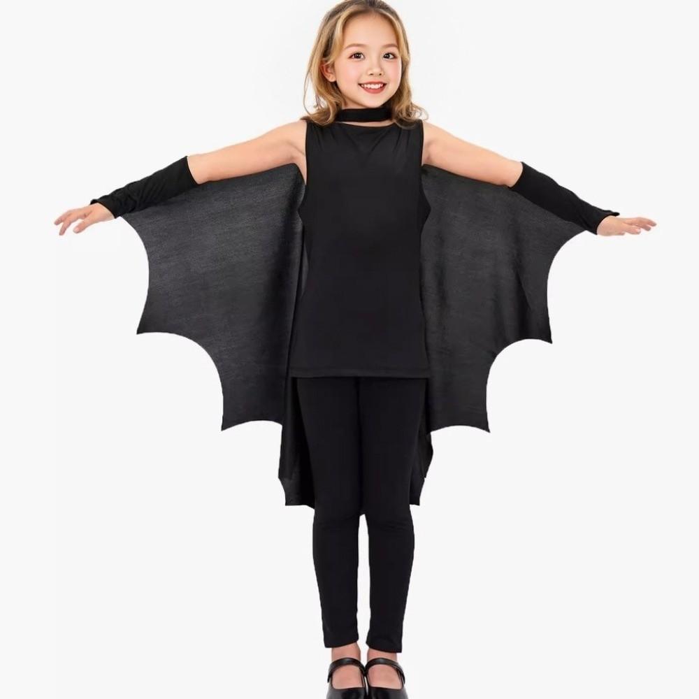 Black Cloak Bat Wing Cape Trick or Treat Bat Cosplay Costume Children's Party Costume Stage Wear