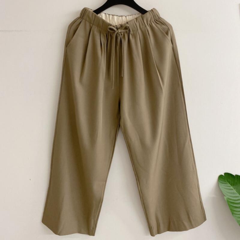 Honey J Women Totem String Pintuck Wide Banding Pants 3color