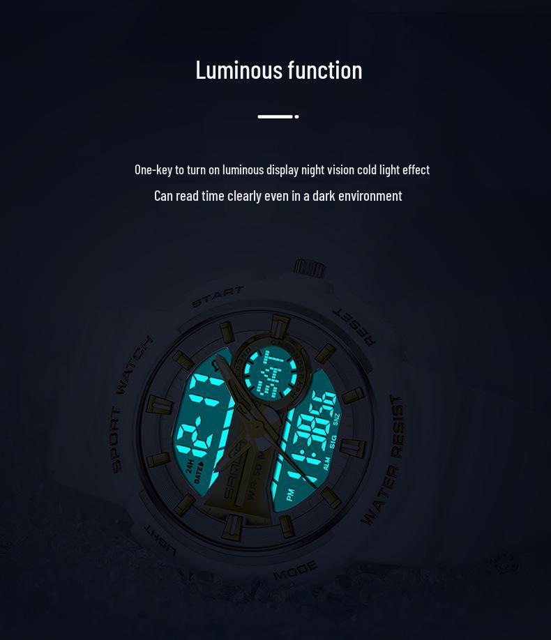 Sanda Trendy Cool Multifunctional Waterproof Electronic Couple Watch with Detachable Strap