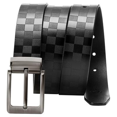 Casual Large Genuine Casual for Checkered Men's Belt, Size, Stylish, Leather, Golf, Belt, Jeans, Long, Pattern, Wide, 3.8cm Wide, Black, MBA-120-BK