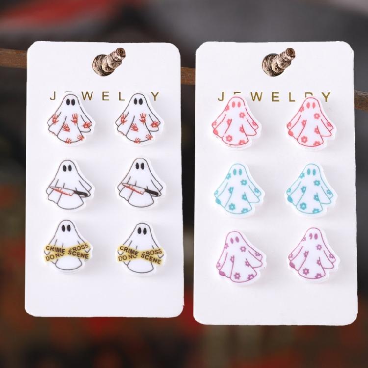 6 Paar bunte Spektralblumen-Ohrringe Gothic-Bluthandabdruck-Stecker-Ohrringe Einzigartige Ohrstecker für ein Mode-Statement