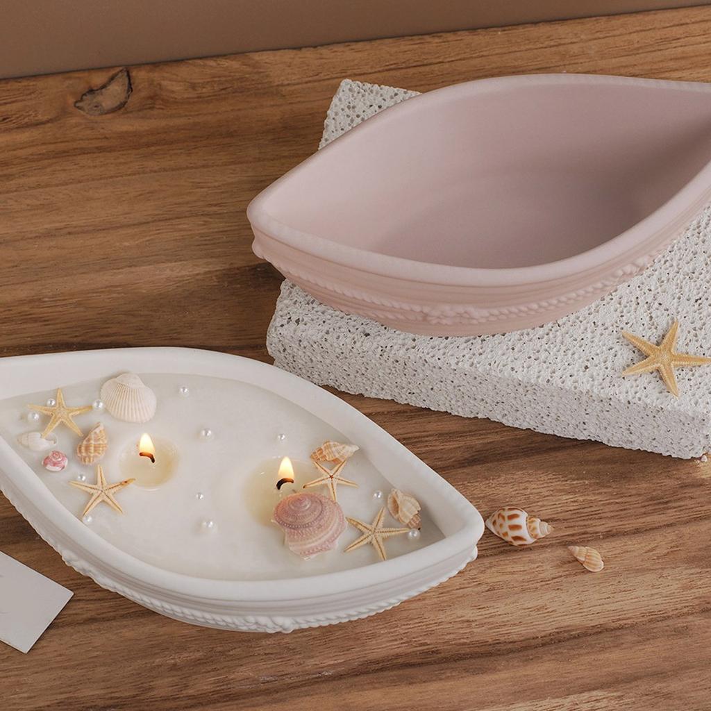 Silicone Mold Crafting Rope Candle Holders Moulds Canoe Shape Storage Bowls Moulds Suitable for Home Decors Enthusiasts