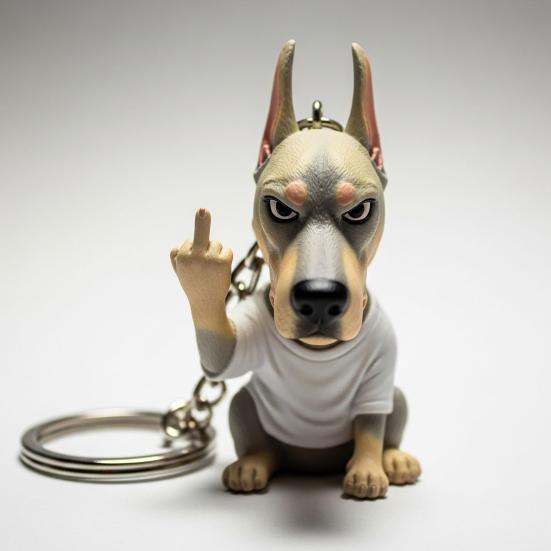 Middle Finger Posture Puppy Keychain 3D Dog Design Key Chain Backpack Cool Puppy Decoration Bag Accessories