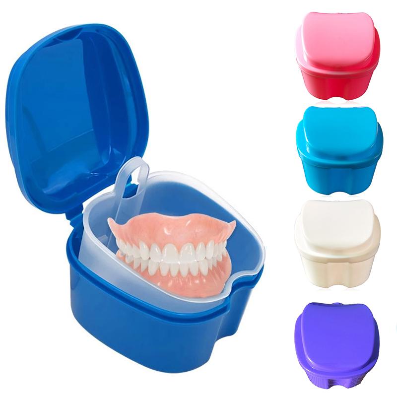 Portable Plastic Cases Denture Box Oral Cavity Cleaning Denture Storage Case Mini Tooth Clean Sanitary Drainable Storage Box
