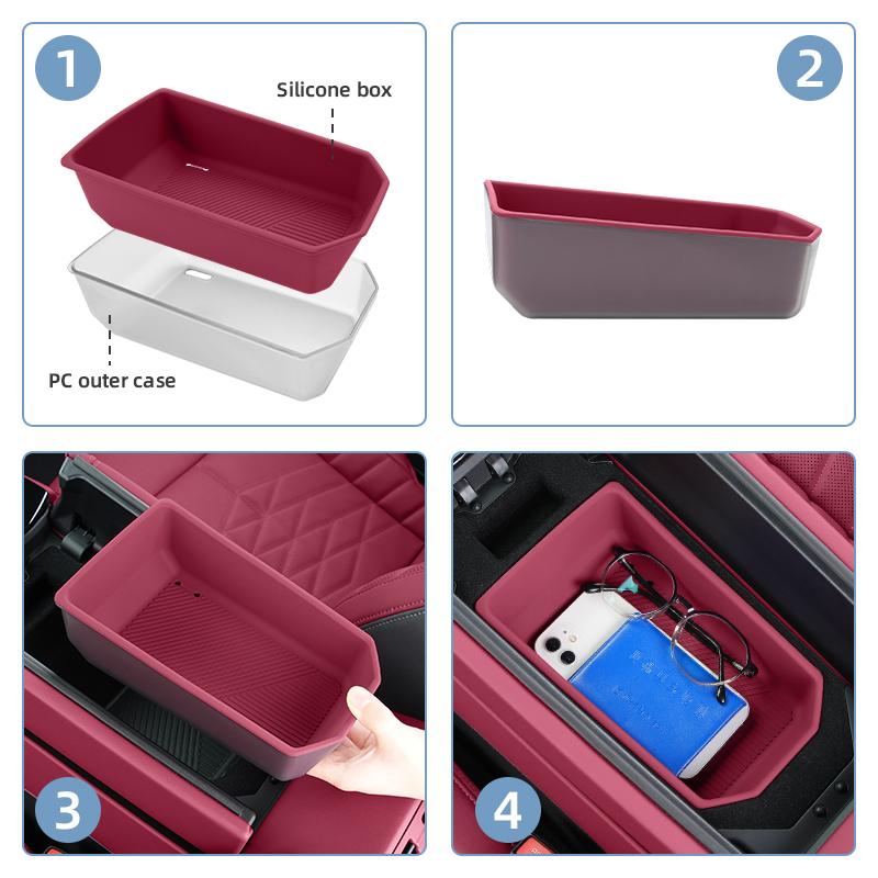 2025 Hot Silicone Car Central Armrest Storage Box Container Holder Tray For BMW 5 Series G60 2024 Auto Interior Decoration Acces