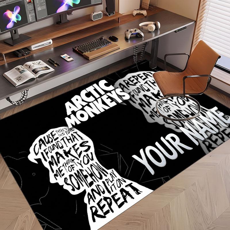Custom Name Crystal Velvet Rug,Arctic Monkeys Comfortable Anti Slip Floor Mat For Room Decoration