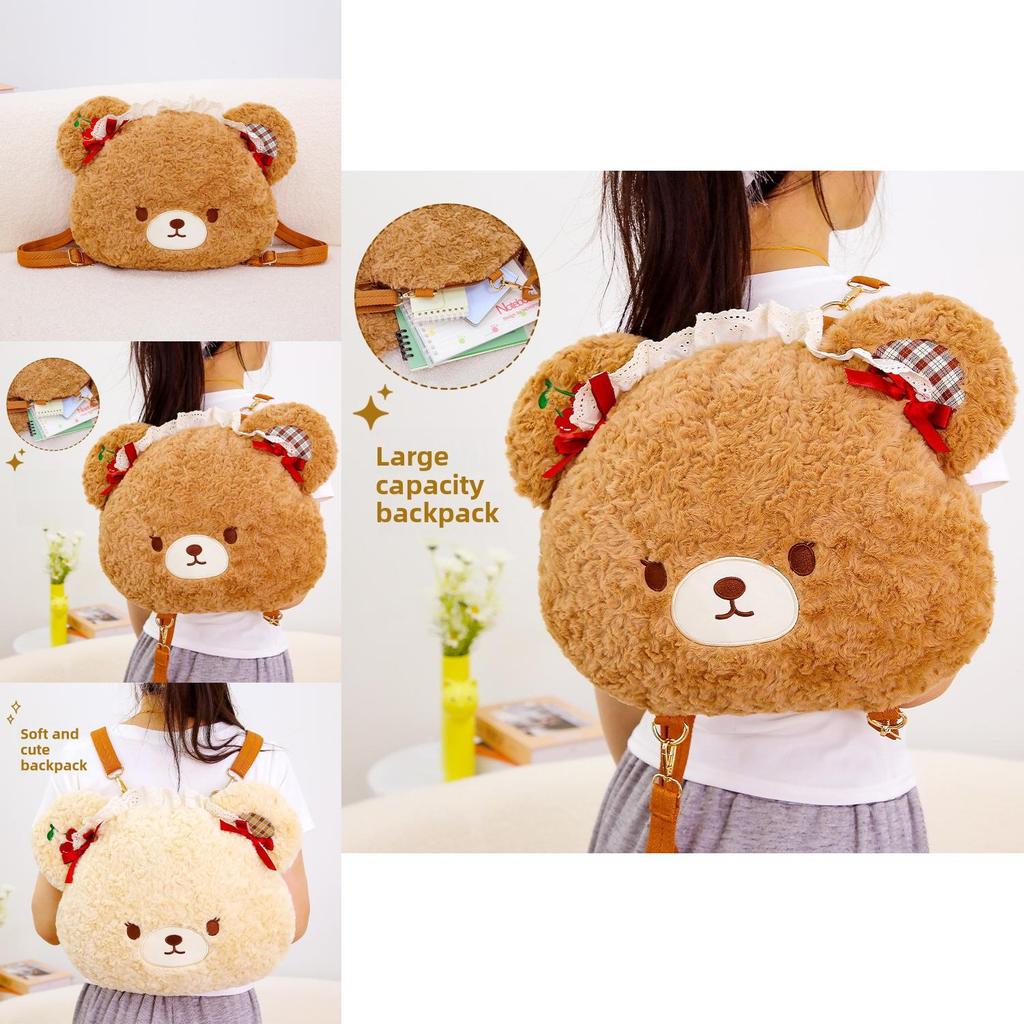 Plush Cherry Bear Backpack With Large Capacity For Kid And Teens Perfect Gift