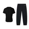Li-Ning Summer Breathable Short Sleeve Cultural Shirt Comfortable Long Pants Sports Suit Men Suit Black W833-1+T415-1