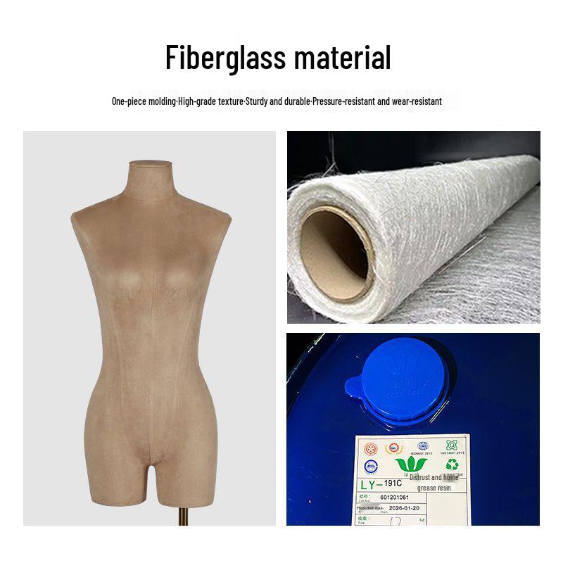 Flocked Fabric Half-Body Asian Mannequin for Underwear Display