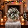 DIY Christmas Garland Decorations Artificial Snow Pine Branches And Red Berry Stems, Snowy Norfolk Stem, Faux Stems for Vase White Frosted Needles