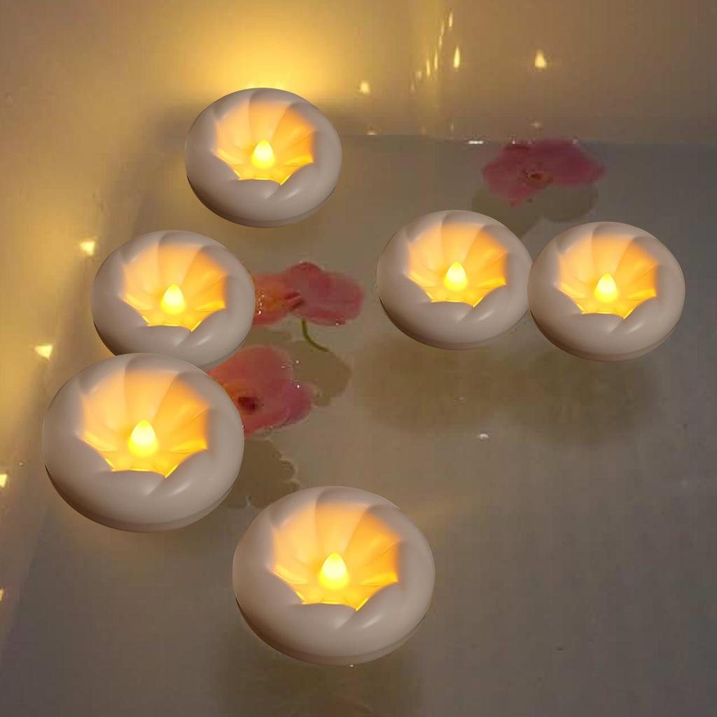 12pcs Floating Candle Lamp Flameless Tea Light Electronic Waterproof LED Light Water Activated For Wedding Party Pool Spa Decor