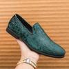 New British style men's hair stylist pattern suede lazy man slip-on bean loafers 46 plus-size pointed leather shoes