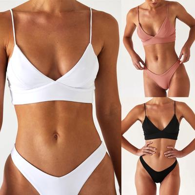 Women Sexy Solid Push Up High Cut   Bikini Set Two Piece Swimsuit