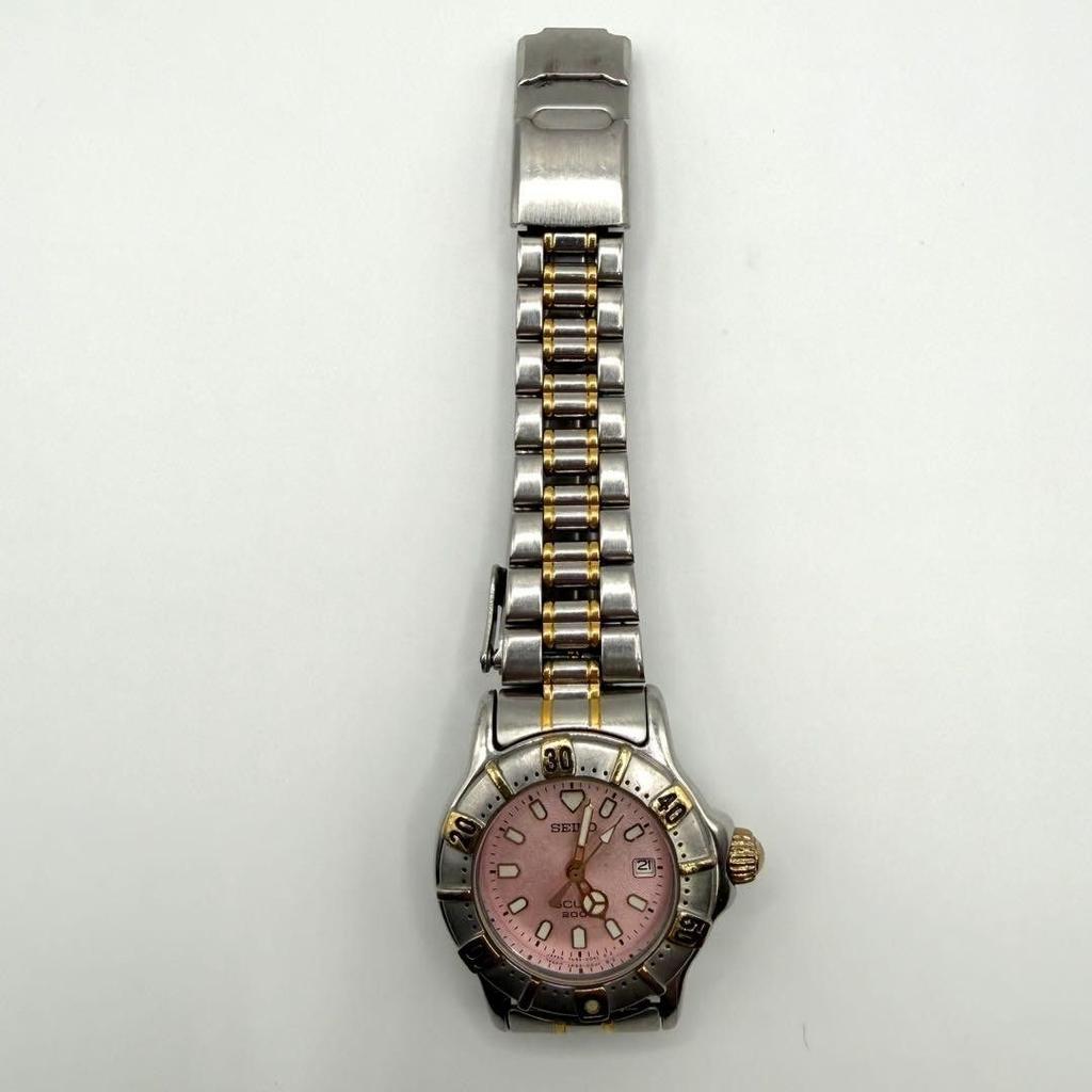Slightly flawed SEIKO Date SCUBA Diver 200m Scuba Gold and Pink Watch Ladies' Watch, Seiko, Dial, Two-Tone Diver's