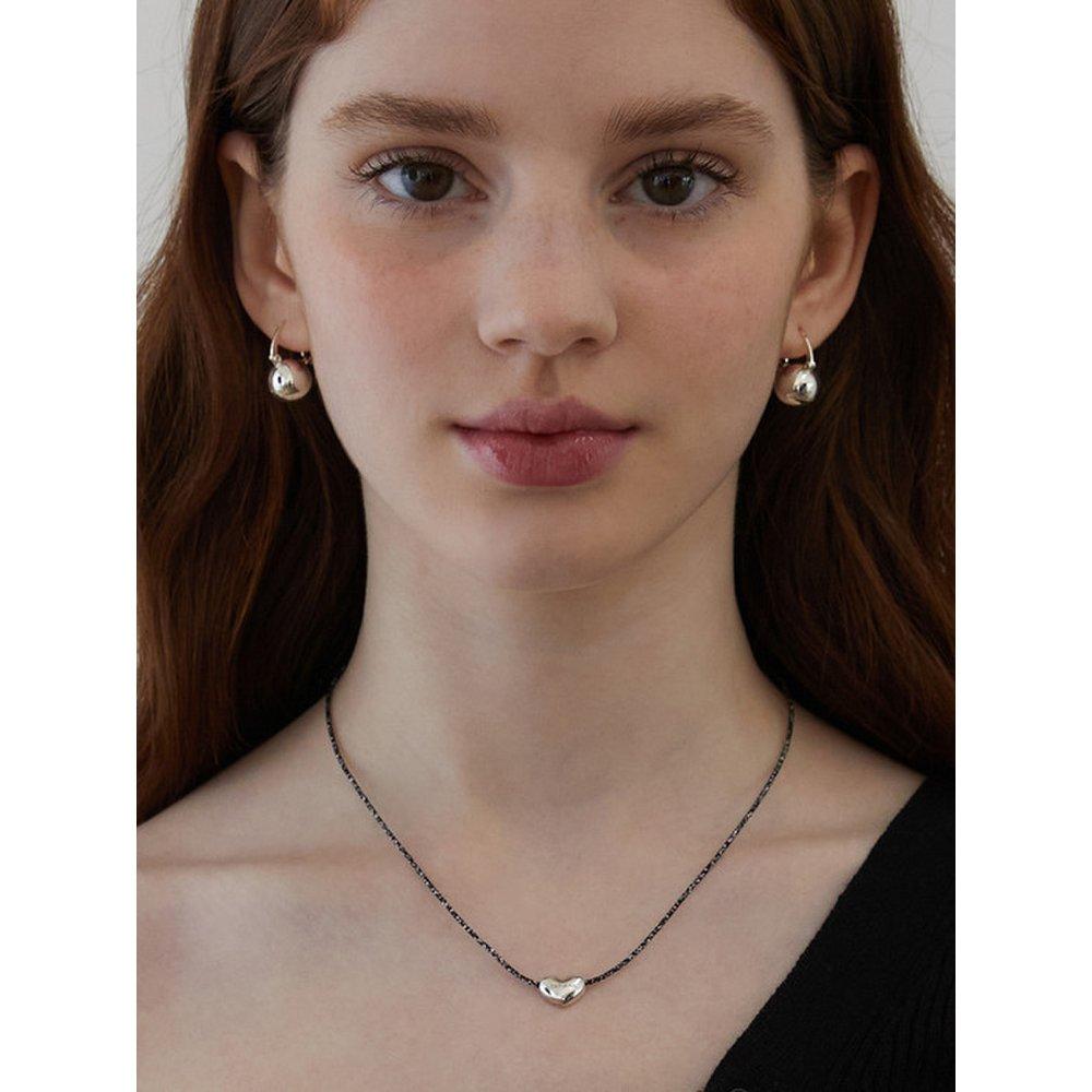 (925 Silver) Plump Heart String Necklace Nz2099