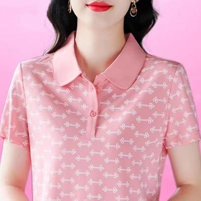 New Mother Short-sleeved Lapel POLO Shirt for Women Large Size Casual Summer Clothes and Fashionable Shirt Top