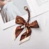 Silk Scarf Keychain with Horseshoe Buckle and Ribbon Bow for Bags and Cars
