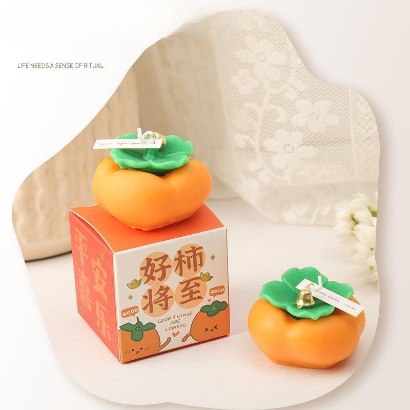 1PC Persimmon scented candle as a souvenir, indoor display item, smokeless solid scented wax, Christmas