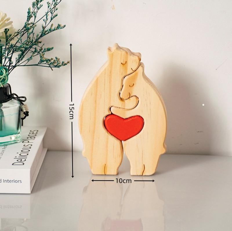 1Set Wooden Bear Family Puzzle Art Personalized Name Custom Home Decor Thanksgiving Christmas Heartwarming Gift for Baby Mom