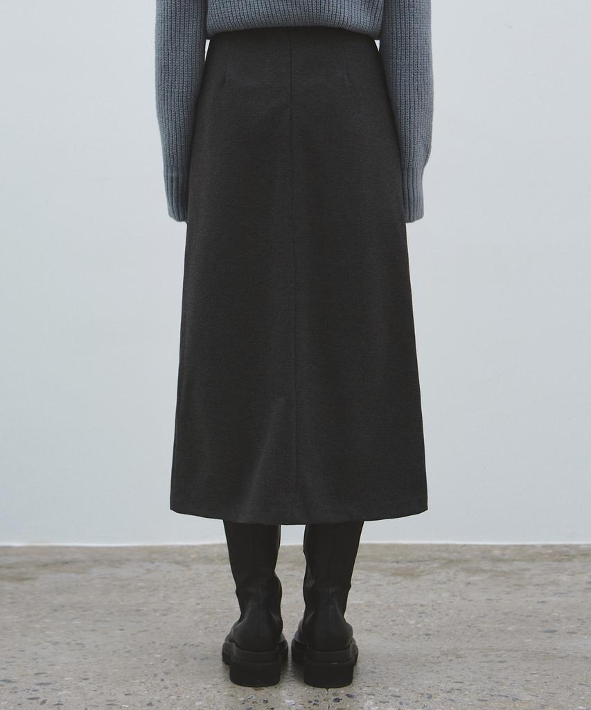 Nigaennikol Slit H Long Skirt_Charcoal