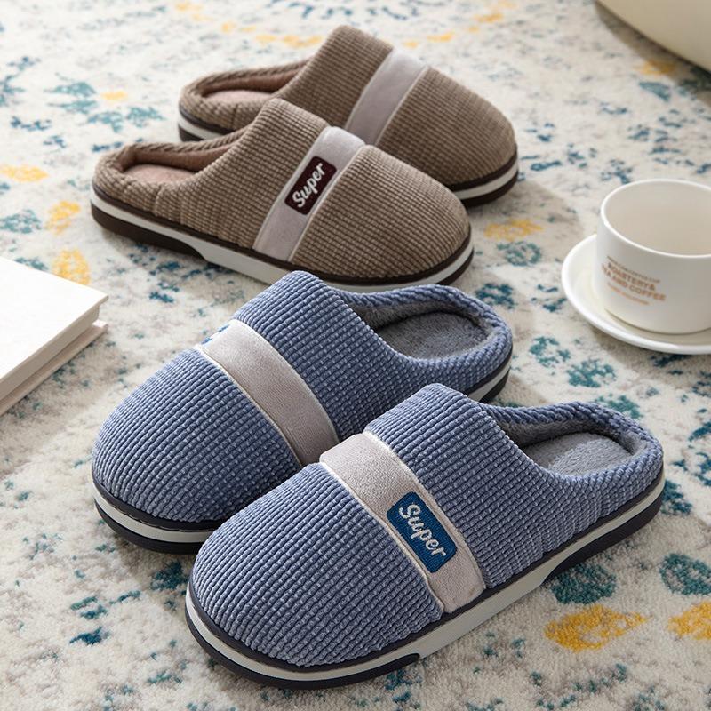 Große Herrenhausschuhe für Winter Zuhause und Innenbereich Rutschfest, Leise Warm und Bequem mit Baumwollhausschuhen für Winter