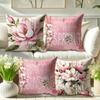 Pink Floral Spring Print Nordic Home Decor Pillowcase Bedroom Living Room Sofa Decoration Polyester Cushion Cover with Zipper