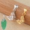 Ting Xiang Kai S925 Sterling Silver Butterfly Clasp Pendant with Inlaid Jadeite Emerald for Women.