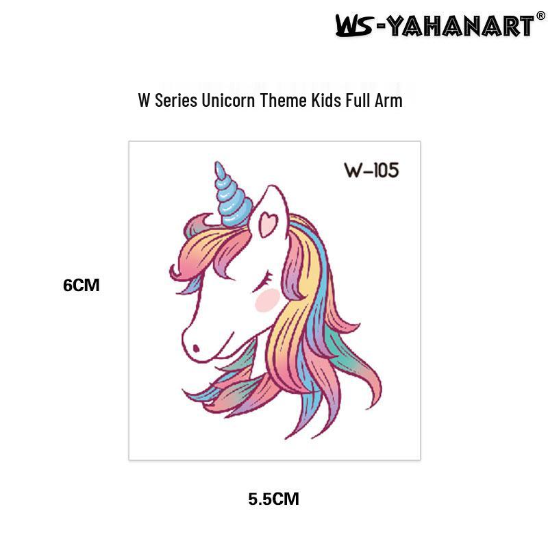 Cartoon Unicorn, Mermaid, Pirate, and Dinosaur Space Water Transfer Tattoo Stickers
